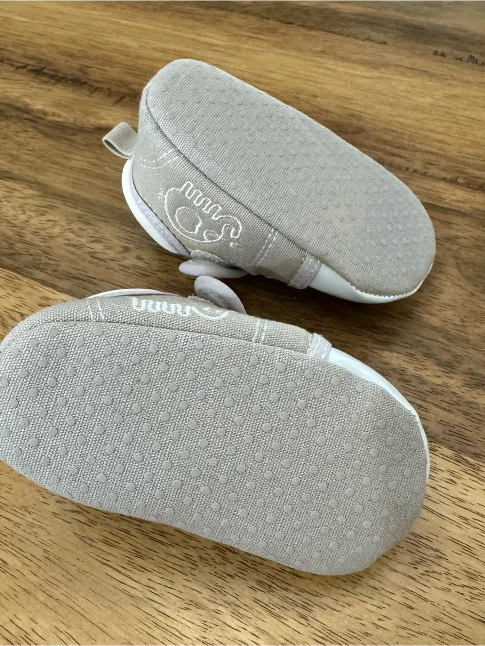 Neutral Beige Baby Walker Sneakers with Elephant Stitch